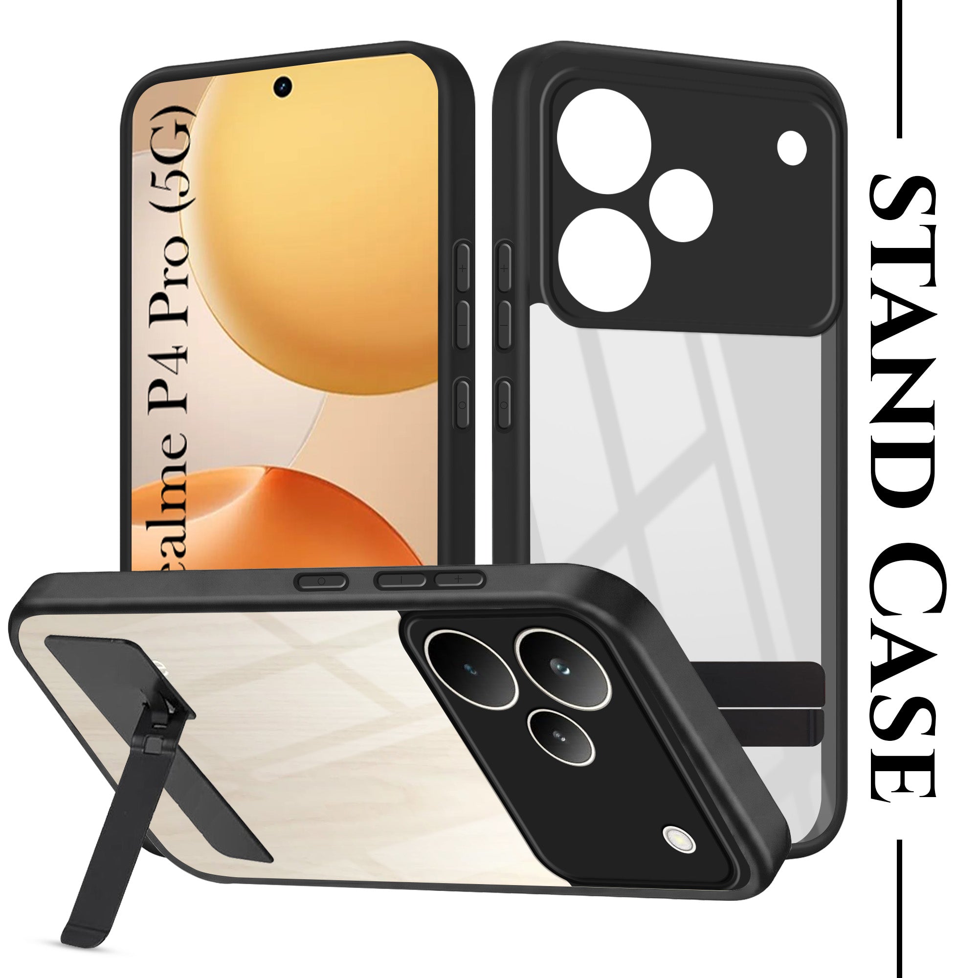 For Realme P4 Pro Back Cover Case (Built-in Stand | Lifetime Anti Yellow | Kickstand Shockproof | Camera Protection | MagSaFe Compatible)