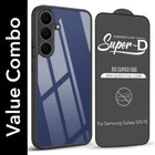 For Samsung Galaxy S25 FE Combo with Back Cover and 9H Tempered Glass (Lifetime Anti-Yellow | Crystal Clear Shockproof | Oleophobic Coating Screen Glass)