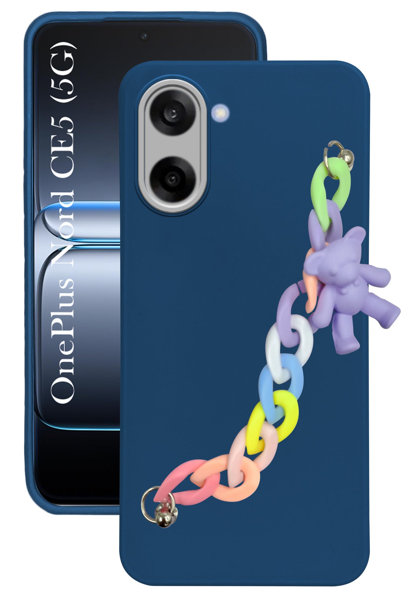 For Oneplus Nord CE 5 Back Cover Case( Wrist Hanging Chain | Teddy Bracelet Charms | Dual Color Matte Finish | Full Camera Protection | Sleek and