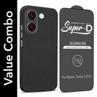 For Redmi Turbo 5 Combo with Back Cover and 9H Tempered Glass (Liquid Silicone | Camera Protection | Oleophobic Coating Screen Glass)