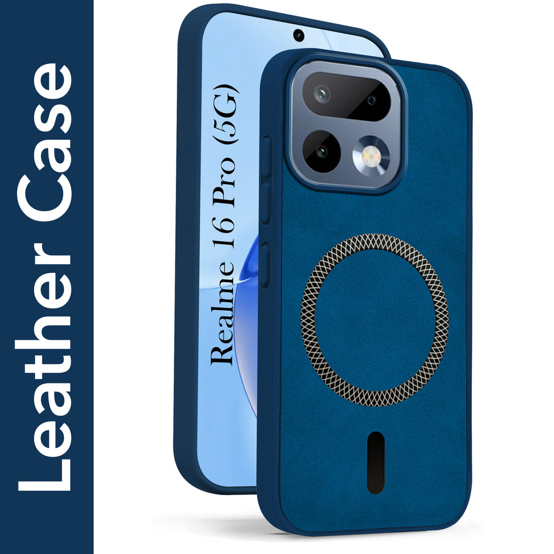 For Realme 16 Pro Back Cover Case Leather Finish (MagSafe Compatible Wireless Charging | Soft Touch | Camera Bump Protection)