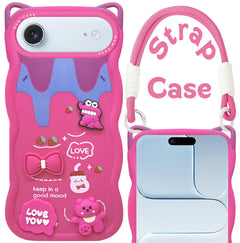 For Apple iPhone 17 Air Back Case Cover Strap (3D Embossed Figures | Strap Holder | 360* Soft Cushion with Camera Bump)