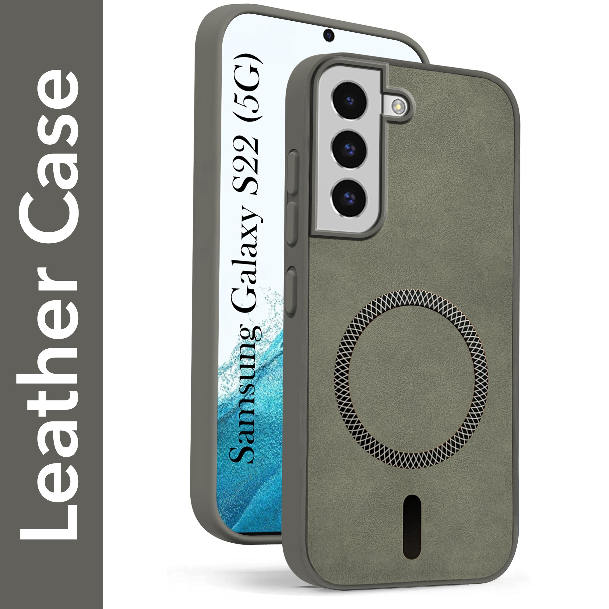 For Samsung Galaxy S22 Back Cover Case Leather Finish (MagSafe Compatible Wireless Charging | Soft Touch | Camera Bump Protection)