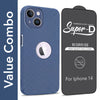For Apple iPhone 14 Combo with Back Cover and 9H Tempered Glass (Liquid Silicone | Camera Protection | Oleophobic Coating Screen Glass)