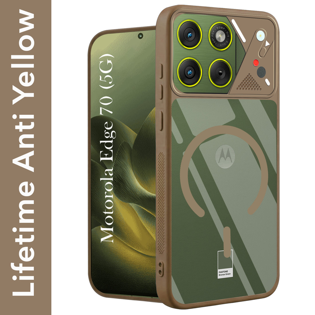 For Motorola Moto Edge 70 Back Cover Case Lifetime Anti-Yellow Clear (Camera Protection | Side Grip | Wireless MagSafe Compatible)