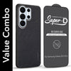 For Samsung Galaxy S26 Ultra Combo with Back Cover and 9H Tempered Glass (Textured Grip Design | Micro-Fiber Cloth Inside | Oleophobic Coating Screen Glass)