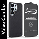 For Samsung Galaxy S26 Ultra Combo with Back Cover and 9H Tempered Glass (Textured Grip Design | Micro-Fiber Cloth Inside | Oleophobic Coating Screen Glass)