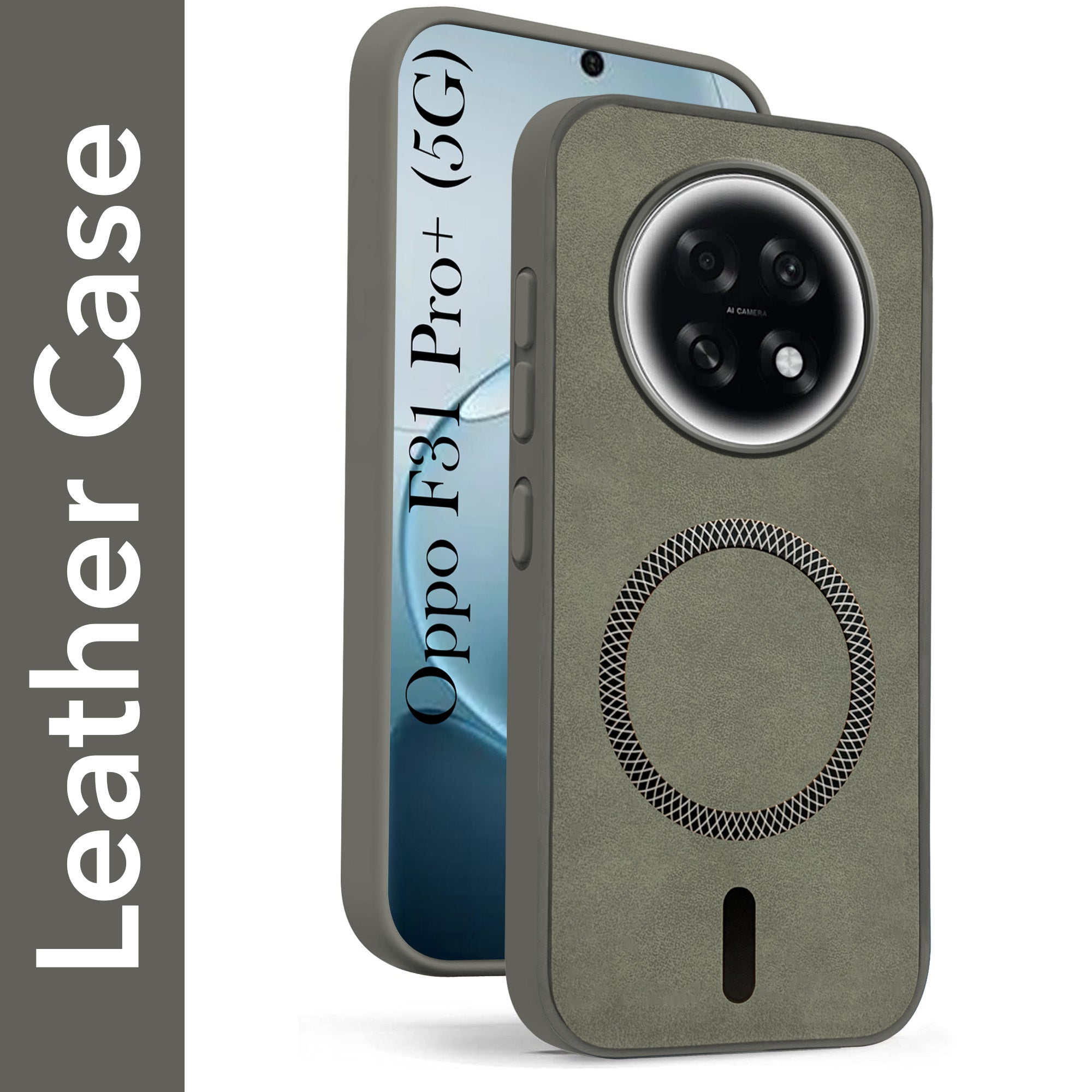 For Oppo F31 Pro Plus Back Cover Case Leather Finish (MagSafe Compatible Wireless Charging | Soft Touch | Camera Bump Protection)