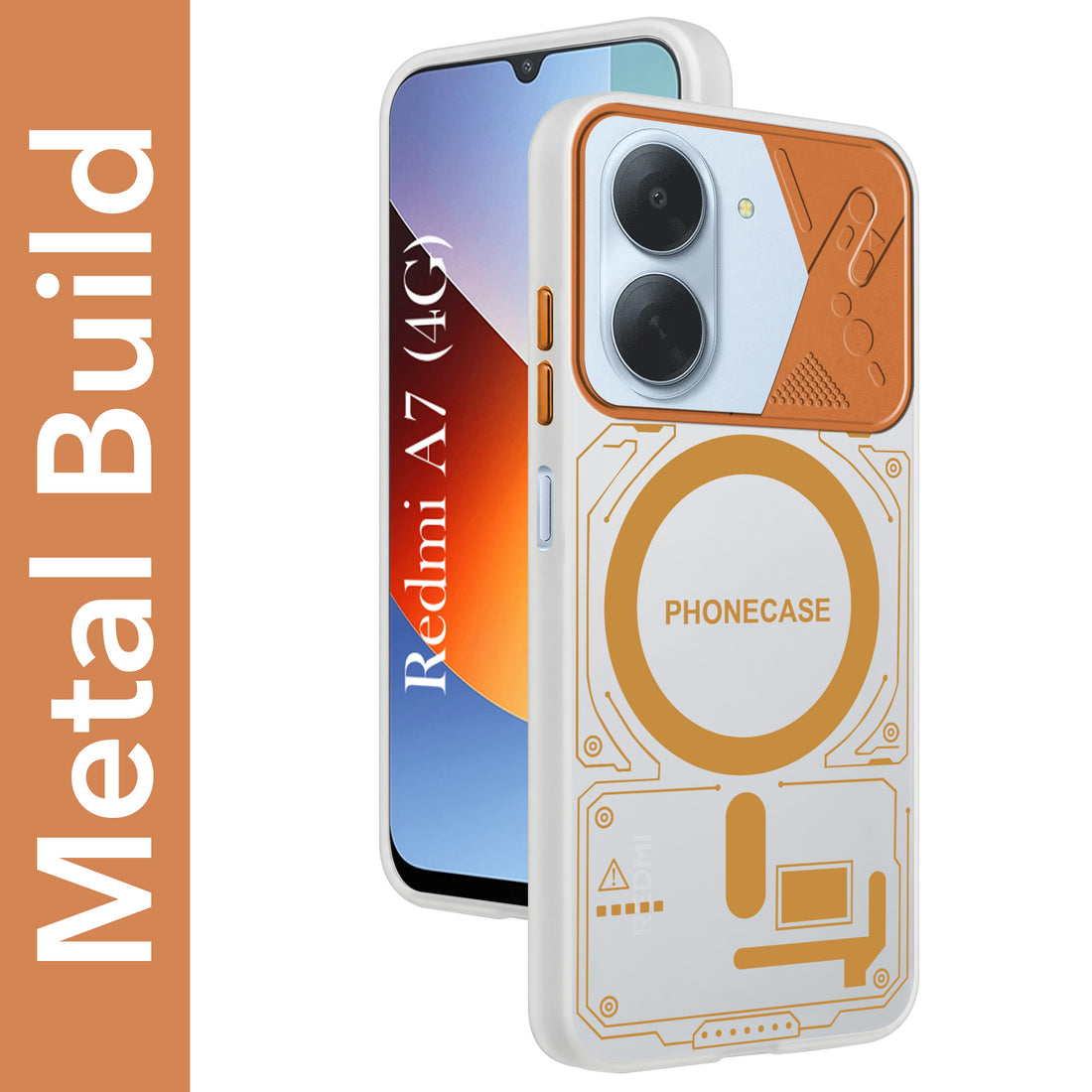 For Redmi A7 4G Metallic Back Cover Case (Metallic Camera Protection & Buttons | Translucent Milky Shade | Hard Polycarbonate)