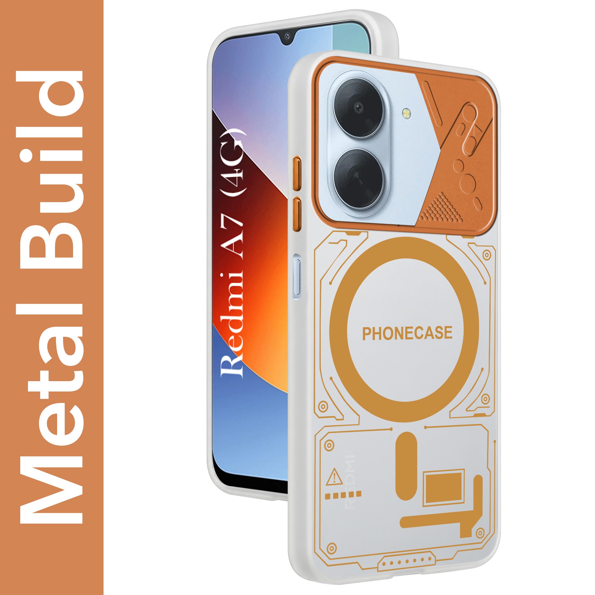 For Redmi A7 4G Metallic Back Cover Case (Metallic Camera Protection & Buttons | Translucent Milky Shade | Hard Polycarbonate)