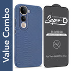 For Vivo Y400 Pro Combo with Back Cover and 9H Tempered Glass (Liquid Silicone | Camera Protection | Oleophobic Coating Screen Glass)