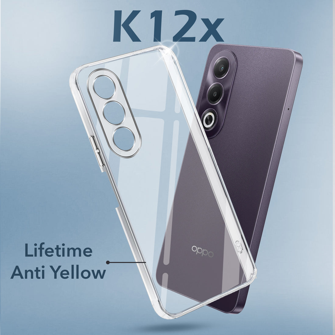 For Oppo K12x 5G Back Cover Case (Hard Anti Yellow Clear Case | Sleek Hard Crystal Clear | Drop & Camera Protection | Shockproof Polycarbonate)