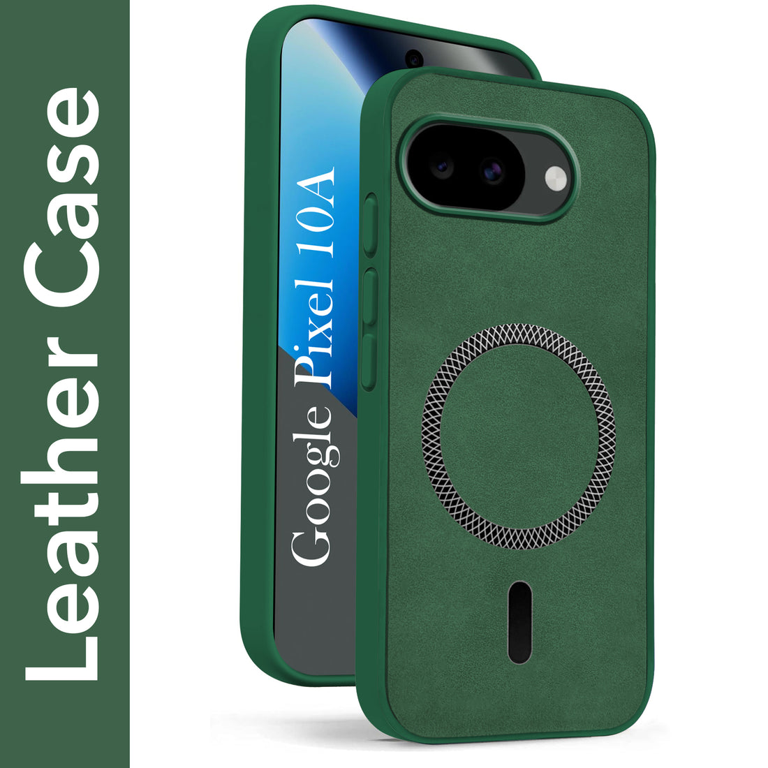For Google Pixel 10a Back Cover Case Leather Finish (MagSafe Compatible Wireless Charging | Soft Touch | Camera Bump Protection)