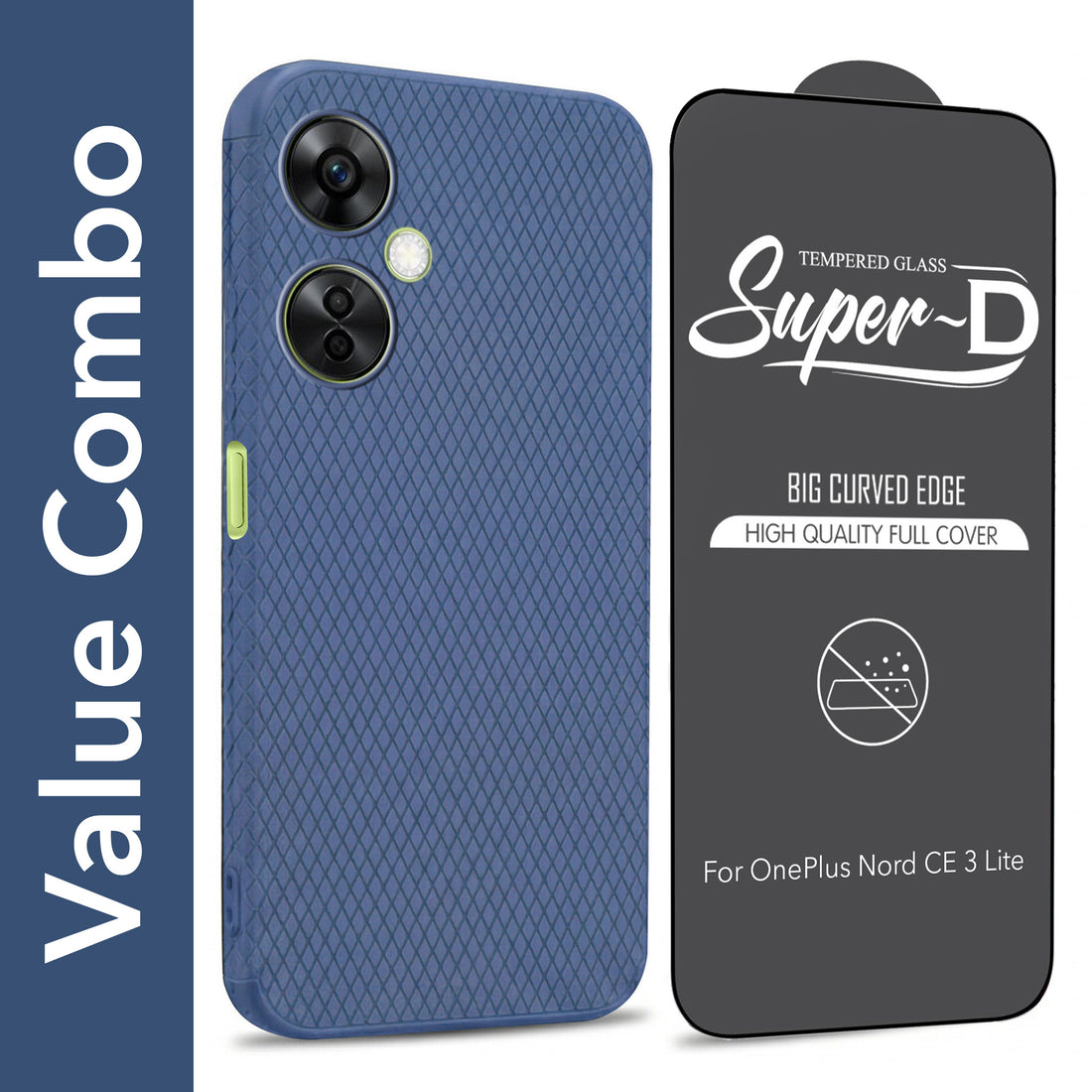 For OnePlus Nord CE 3 Lite Combo with Back Cover and 9H Tempered Glass (Liquid Silicone | Camera Protection | Oleophobic Coating Screen Glass)