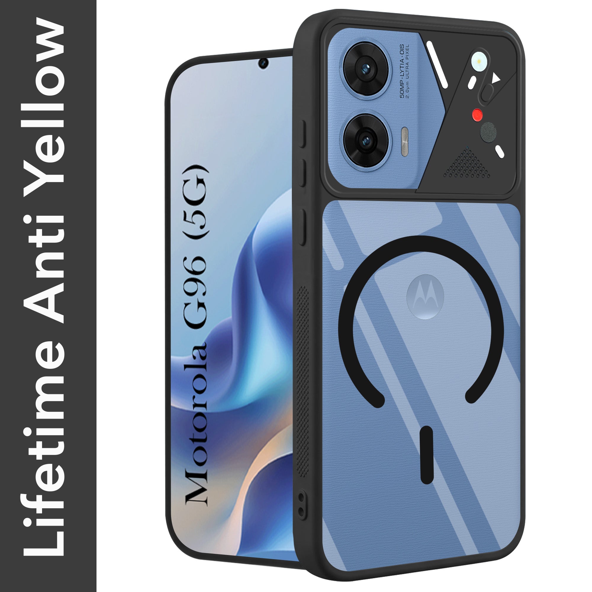 For Motorola Moto G96 Back Cover Case Lifetime Anti-Yellow Clear (Camera Protection | Side Grip | Wireless MagSafe Compatible) (Copy)