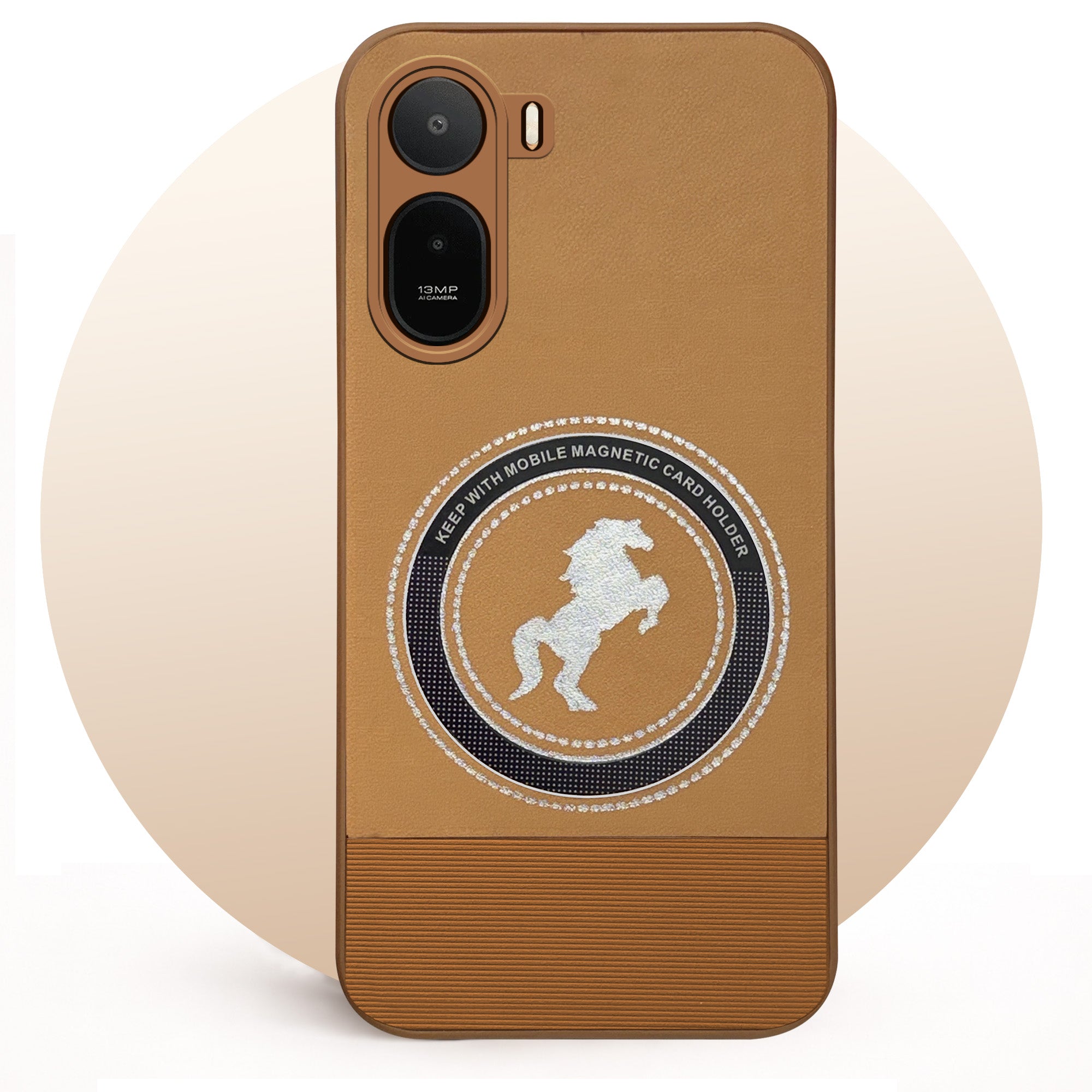For Redmi A7 Pro (4G|5G)  Back Cover Case PU Leather Finish (Professional Minimalist Texture | MagSafe Compatile | Camera Protection | Sleek Sober Formal)