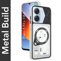 For Poco C81x Metallic Back Cover Case (Metallic Camera Protection & Buttons | Translucent Milky Shade | Hard Polycarbonate)