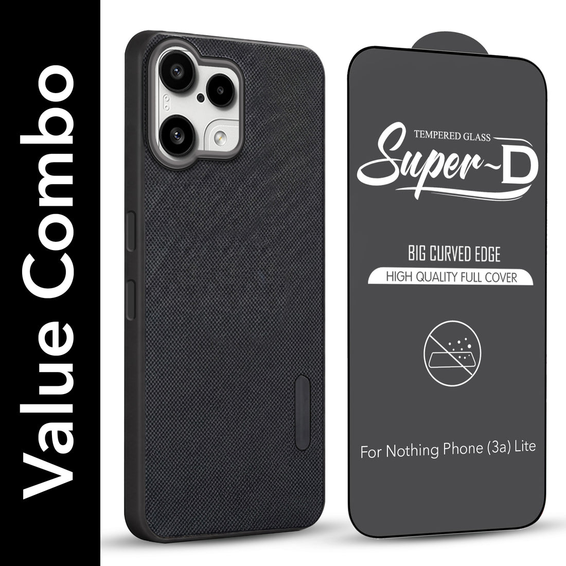 For Nothing Phone 3A Lite Combo (Textured Grip Design | Micro-Fiber Cloth Inside | Oleophobic Coating Screen Glass)