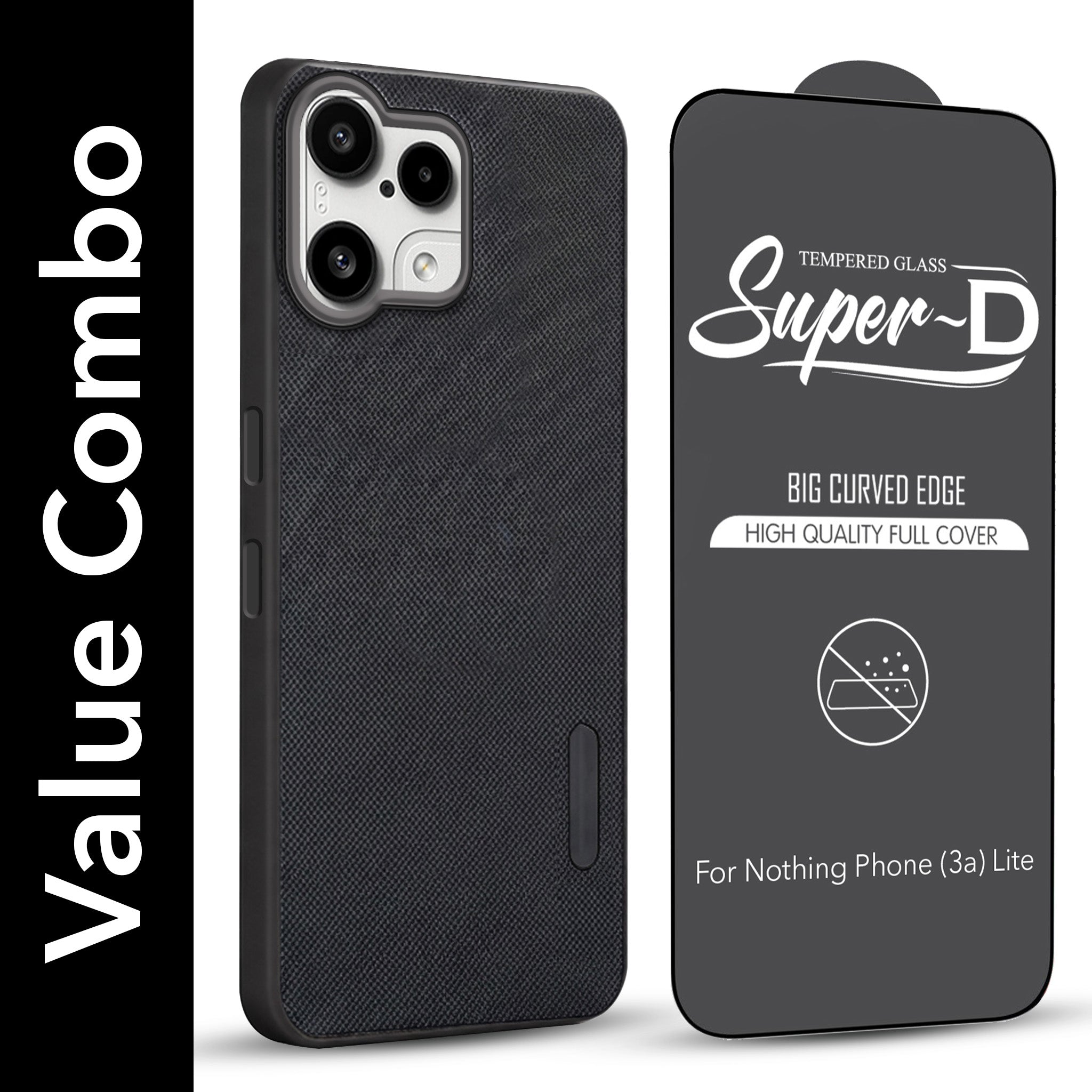 For Nothing Phone 3A Lite Combo (Textured Grip Design | Micro-Fiber Cloth Inside | Oleophobic Coating Screen Glass)