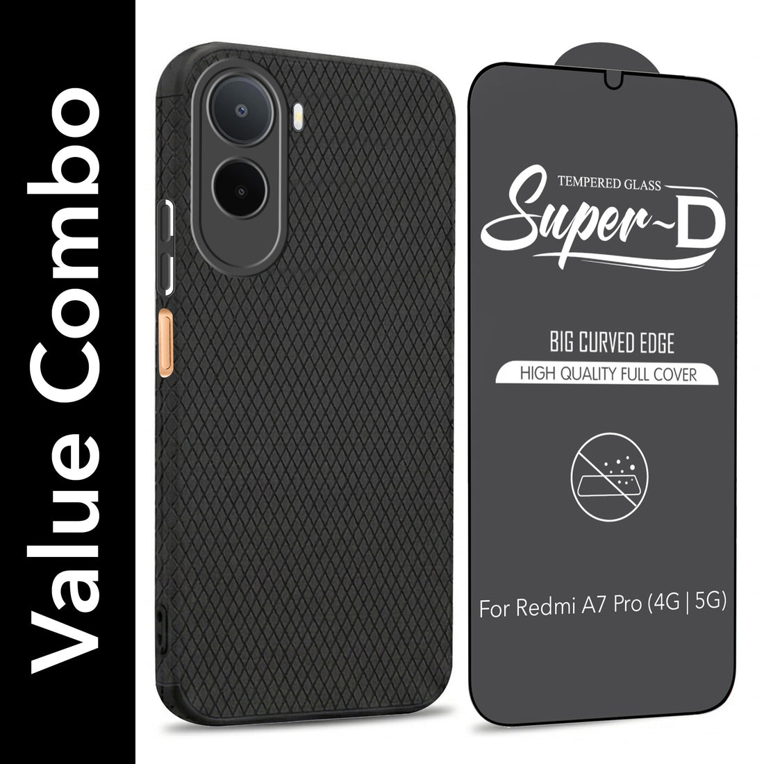 For Redmi A7 Pro 5G Combo with Back Cover and 9H Tempered Glass (Liquid Silicone | Camera Protection | Oleophobic Coating Screen Glass)