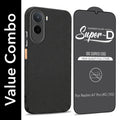 For Redmi A7 Pro 5G Combo with Back Cover and 9H Tempered Glass (Liquid Silicone | Camera Protection | Oleophobic Coating Screen Glass)