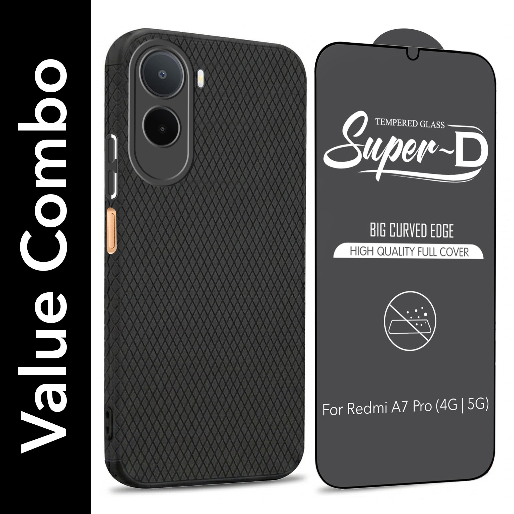 For Redmi A7 Pro 5G Combo with Back Cover and 9H Tempered Glass (Liquid Silicone | Camera Protection | Oleophobic Coating Screen Glass)