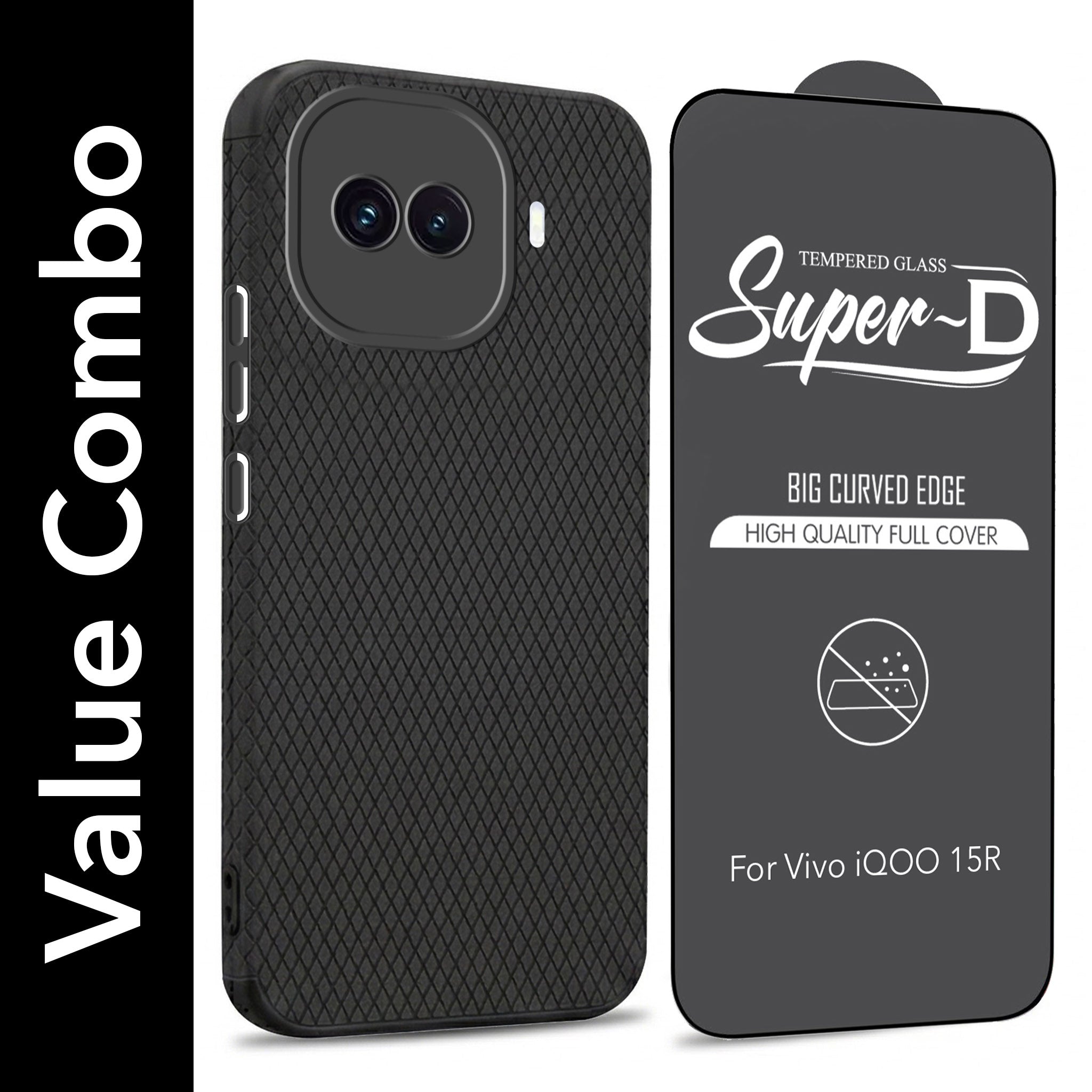 For Vivo iQOO 15R 5G Combo with Back Cover and 9H Tempered Glass (Liquid Silicone | Camera Protection | Oleophobic Coating Screen Glass)
