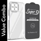 For Realme 16T 5G Combo with Back Cover and 9H Tempered Glass (Lifetime Anti-Yellow | Sleek Hard Crystal | Oleophobic Coating Screen Glass)