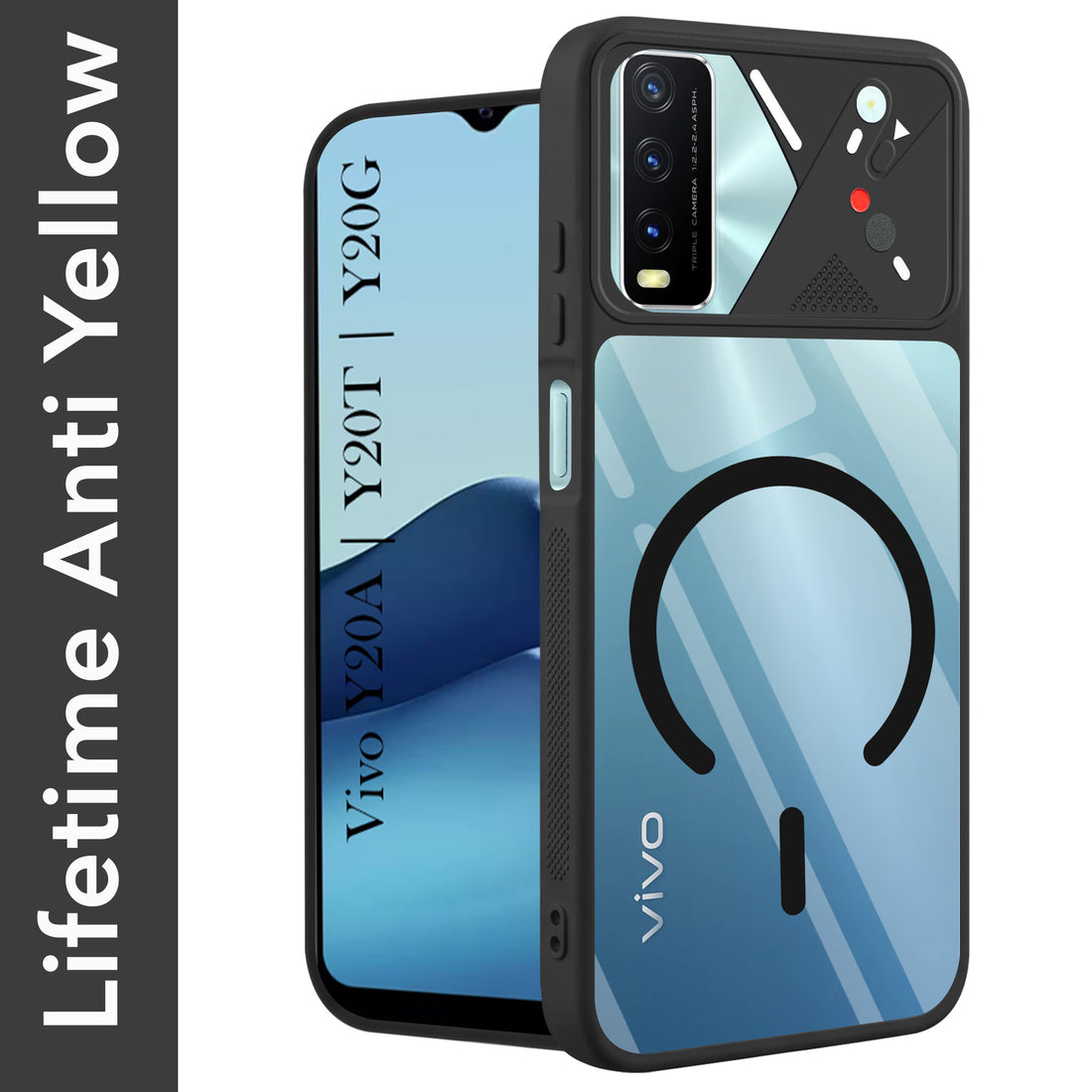 For Vivo Y20A | Y20T | Y20G Back Cover Case Lifetime Anti-Yellow Clear (Camera Protection | Side Grip | Wireless MagSafe Compatible)