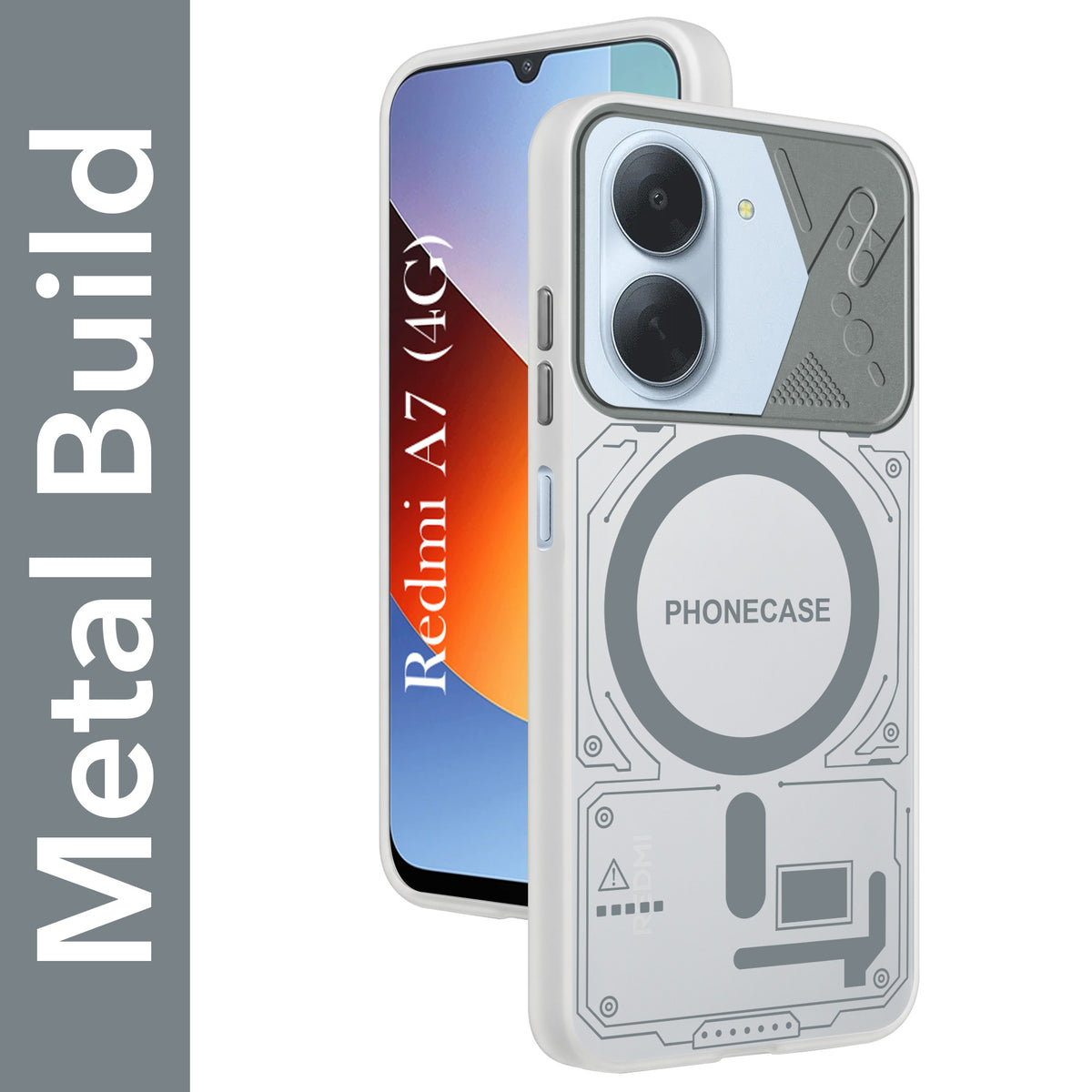 For Redmi A7 4G Metallic Back Cover Case (Metallic Camera Protection & Buttons | Translucent Milky Shade | Hard Polycarbonate)
