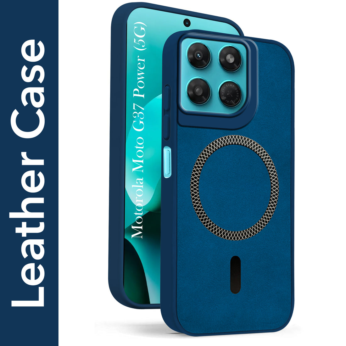 For Motorola Moto G37 Power Back Cover Case Leather Finish (MagSafe Compatible Wireless Charging | Soft Touch | Camera Bump Protection)