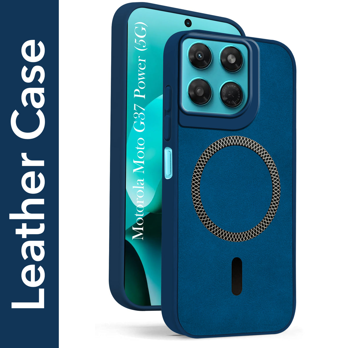 For Motorola Moto G37 Power Back Cover Case Leather Finish (MagSafe Compatible Wireless Charging | Soft Touch | Camera Bump Protection)