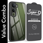 For Vivo Y400 Combo with Back Cover and 9H Tempered Glass (Lifetime Anti-Yellow | Crystal Clear Shockproof | Oleophobic Coating Screen Glass)