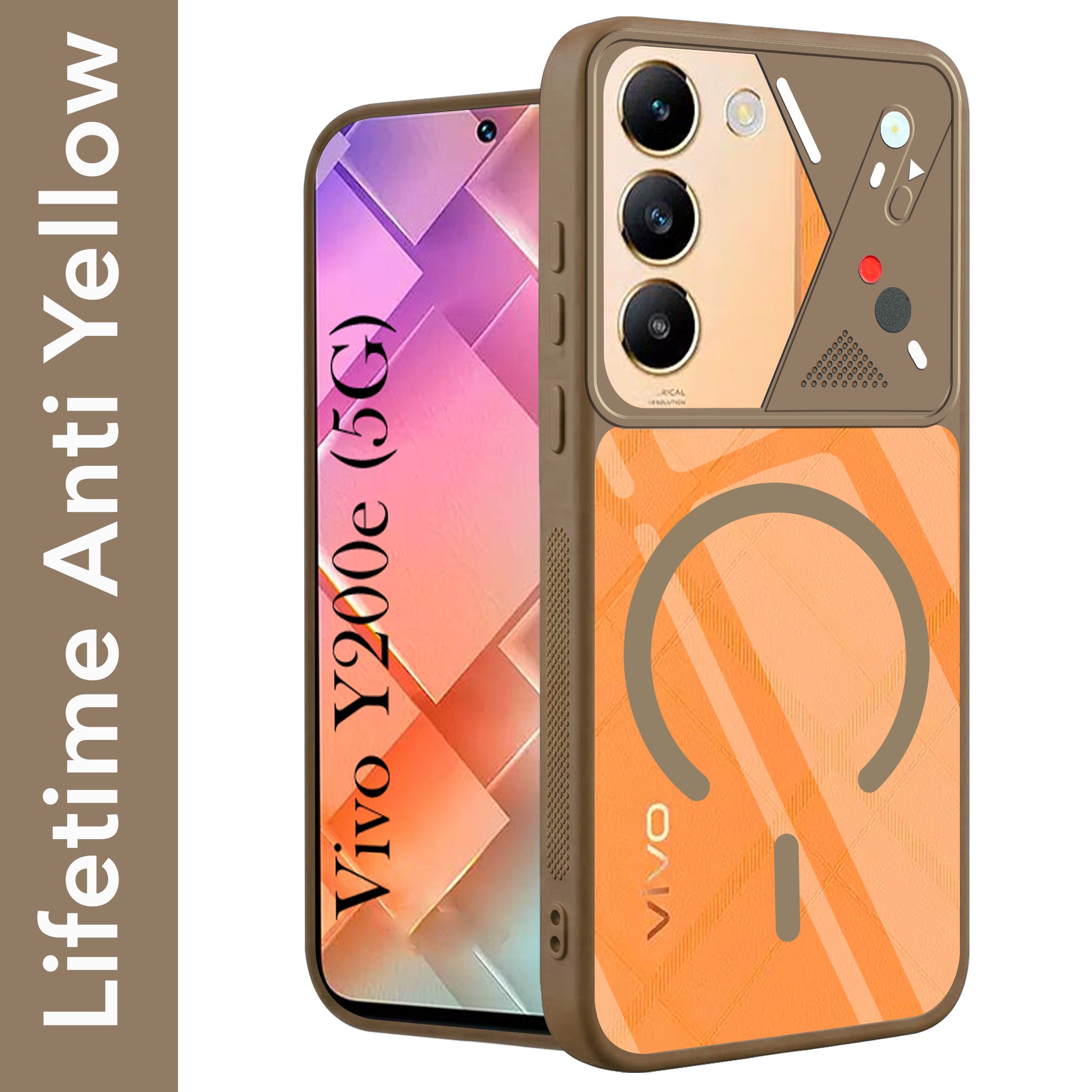 For Vivo Y200e Back Cover Case Lifetime Anti-Yellow Clear (Camera Protection | Side Grip | Wireless MagSafe Compatible)
