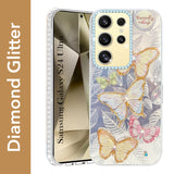 For Samsung Galaxy S24 Ultra Back Cover Case (Luxury Floral Glitter Cute Butterfly | Diamond Studded Camera Bump | Girls & Women Design)