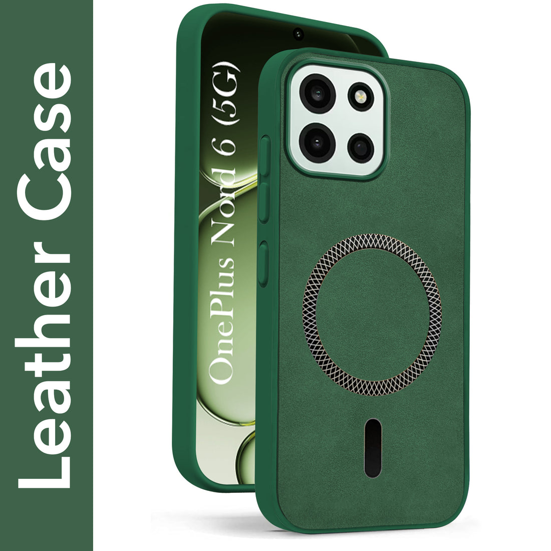 For OnePlus Nord 6 Back Cover Case Leather Finish (MagSafe Compatible Wireless Charging | Soft Touch | Camera Bump Protection)