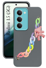 For Redmi 15 Back Cover Case (Wrist Hanging Chain | Teddy Bracelet Charms | Dual Color Matte Finish | Full Camera Protection | Sleek and Professional)