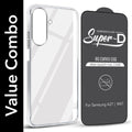 For Samsung A27 5G | Samsung M47 5G Combo with Back Cover and 9H Tempered Glass (Lifetime Anti-Yellow | Sleek Hard Crystal | Oleophobic Coating Screen Glass)