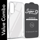 For Samsung A27 5G | Samsung M47 5G Combo with Back Cover and 9H Tempered Glass (Lifetime Anti-Yellow | Sleek Hard Crystal | Oleophobic Coating Screen Glass)