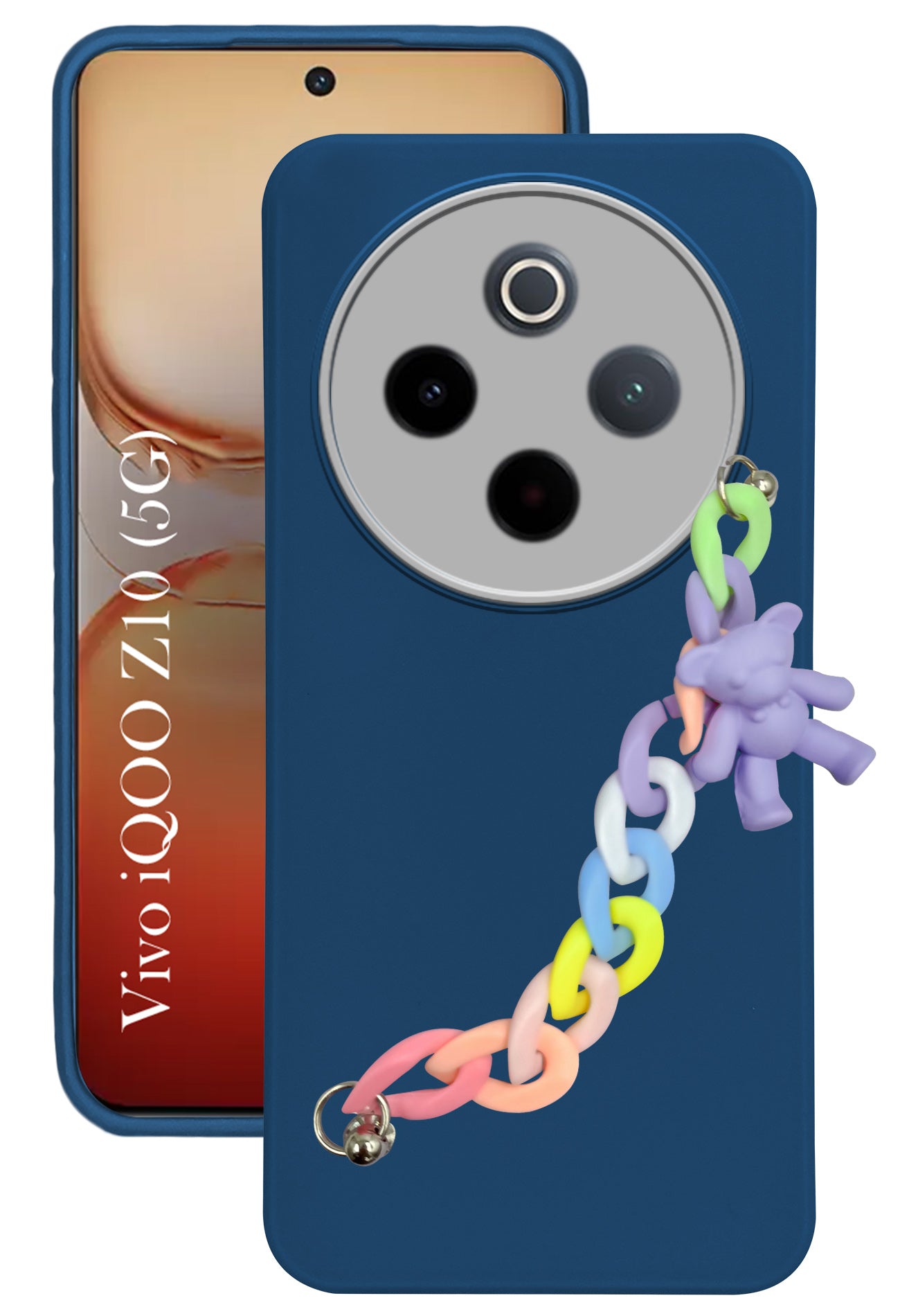 For Vivo iQOO Z10 Back Cover Case( Wrist Hanging Chain | Teddy Bracelet Charms | Dual Color Matte Finish | Full Camera Protection | Sleek and
