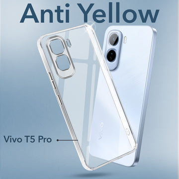 For Vivo T5 Pro 5G Back Cover Case Lifetime Anti-Yellow Clear (Sleek Hard Crystal | Shockproof and Camera Protection)