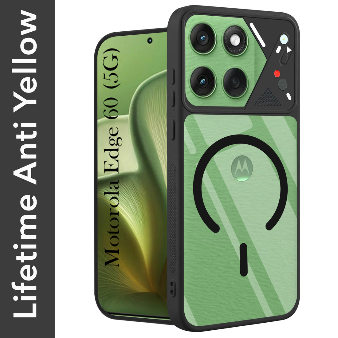 For Motorola Moto Edge 60 Back Cover Case Lifetime Anti-Yellow Clear (Camera Protection | Side Grip | Wireless MagSafe Compatible)