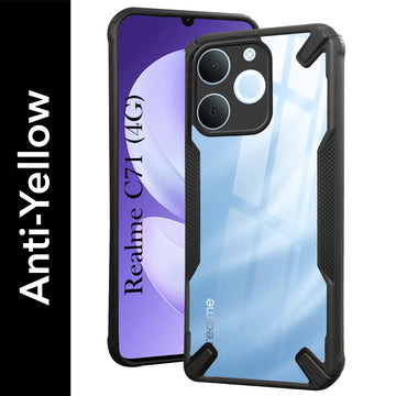 For Realme C71 Back Cover Case (Hybrid Crystal | Ultimate Shockproof Bumpers | Anti Yellow | Rugged Armor | Black )