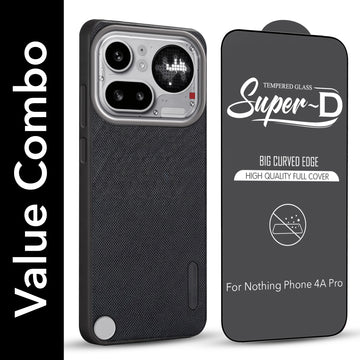 For Nothing Phone 4A Pro 5G Combo with Back Cover and 9H Tempered Glass (Textured Grip Design | Micro-Fiber Cloth Inside | Oleophobic Coating Screen Glass)