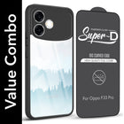 For Oppo F33 Pro Combo with Back Cover and 9H Tempered Glass (Lifetime Anti-Yellow | Crystal Clear Shockproof | Oleophobic Coating Screen Glass)