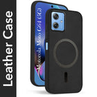 For Motorola Moto G64 5G Back Cover Case Leather Finish (MagSafe Compatible Wireless Charging | Soft Touch | Camera Bump Protection)