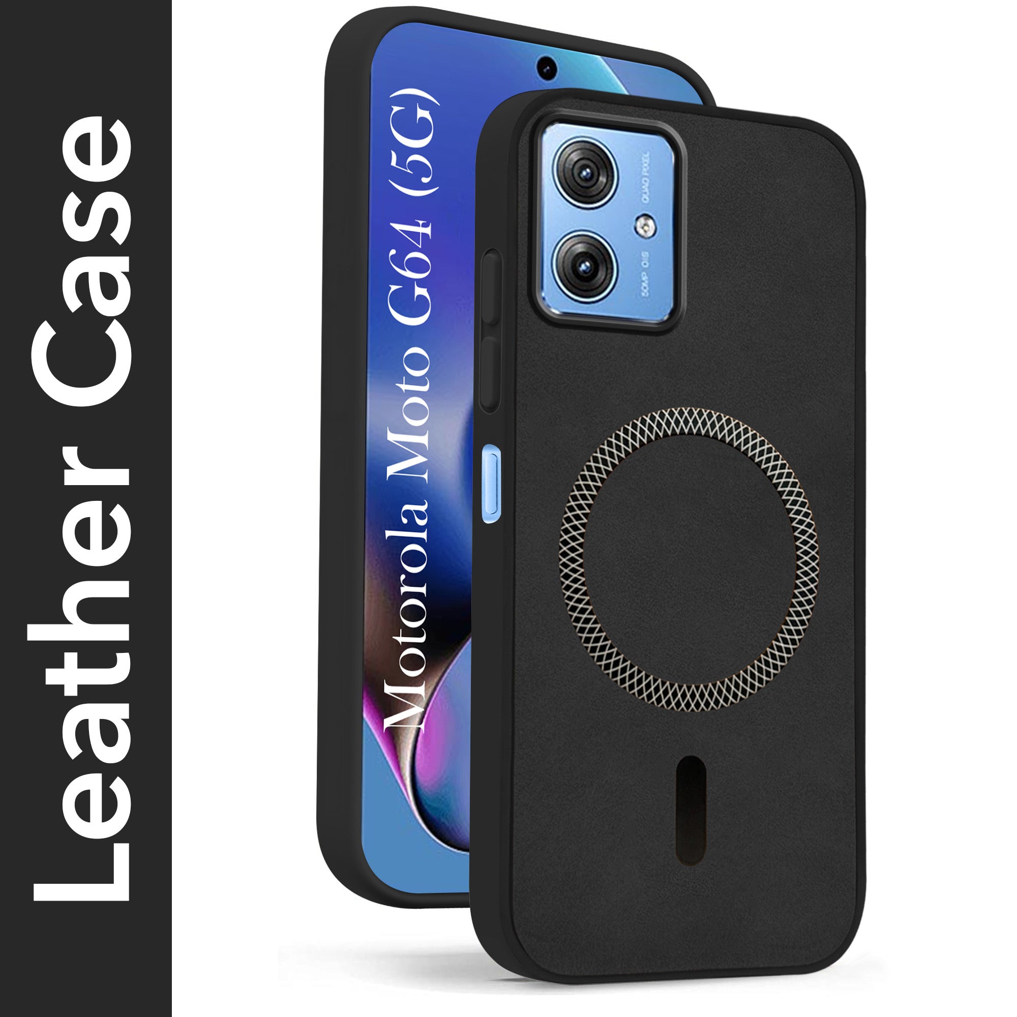 For Motorola Moto G64 5G Back Cover Case Leather Finish (MagSafe Compatible Wireless Charging | Soft Touch | Camera Bump Protection)