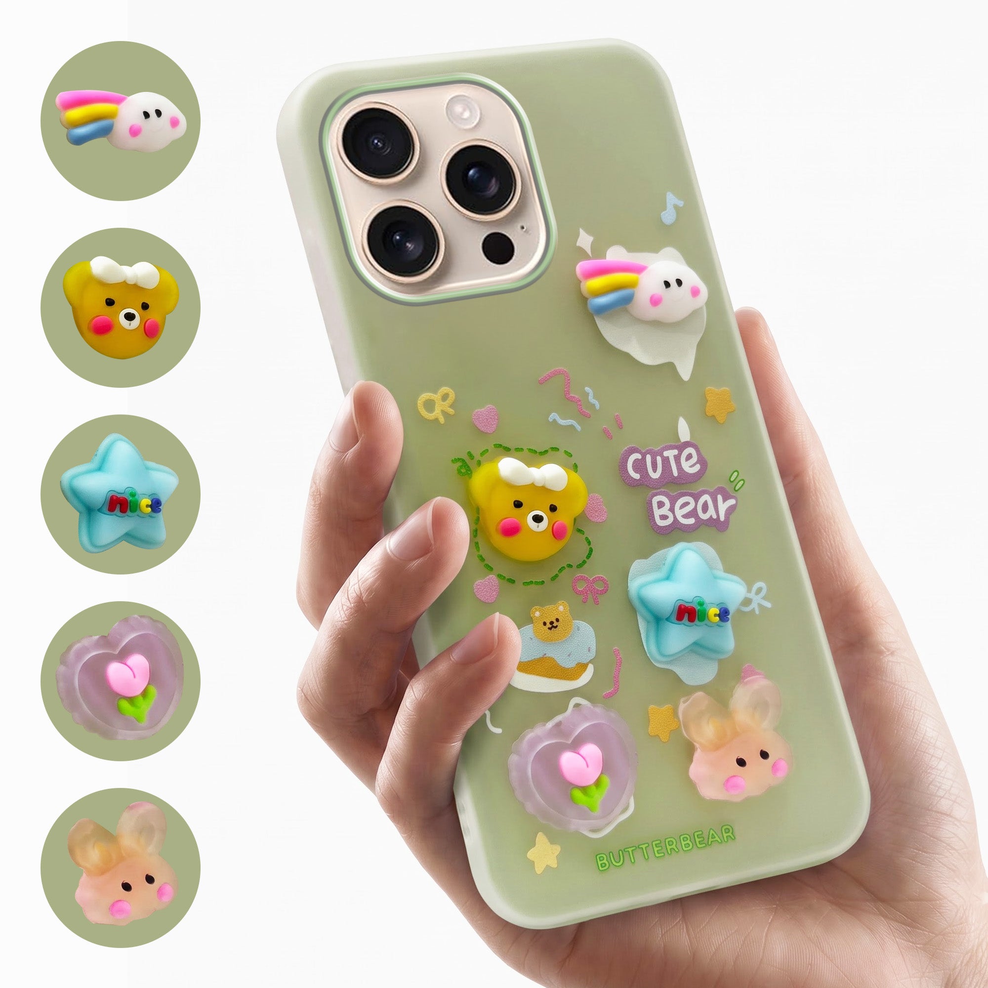For Apple iPhone 16 Pro Max Back Cover Case (3D Cute Cartoons | Hard Back Side Soft | Matte Premium Finish | HD Printing)
