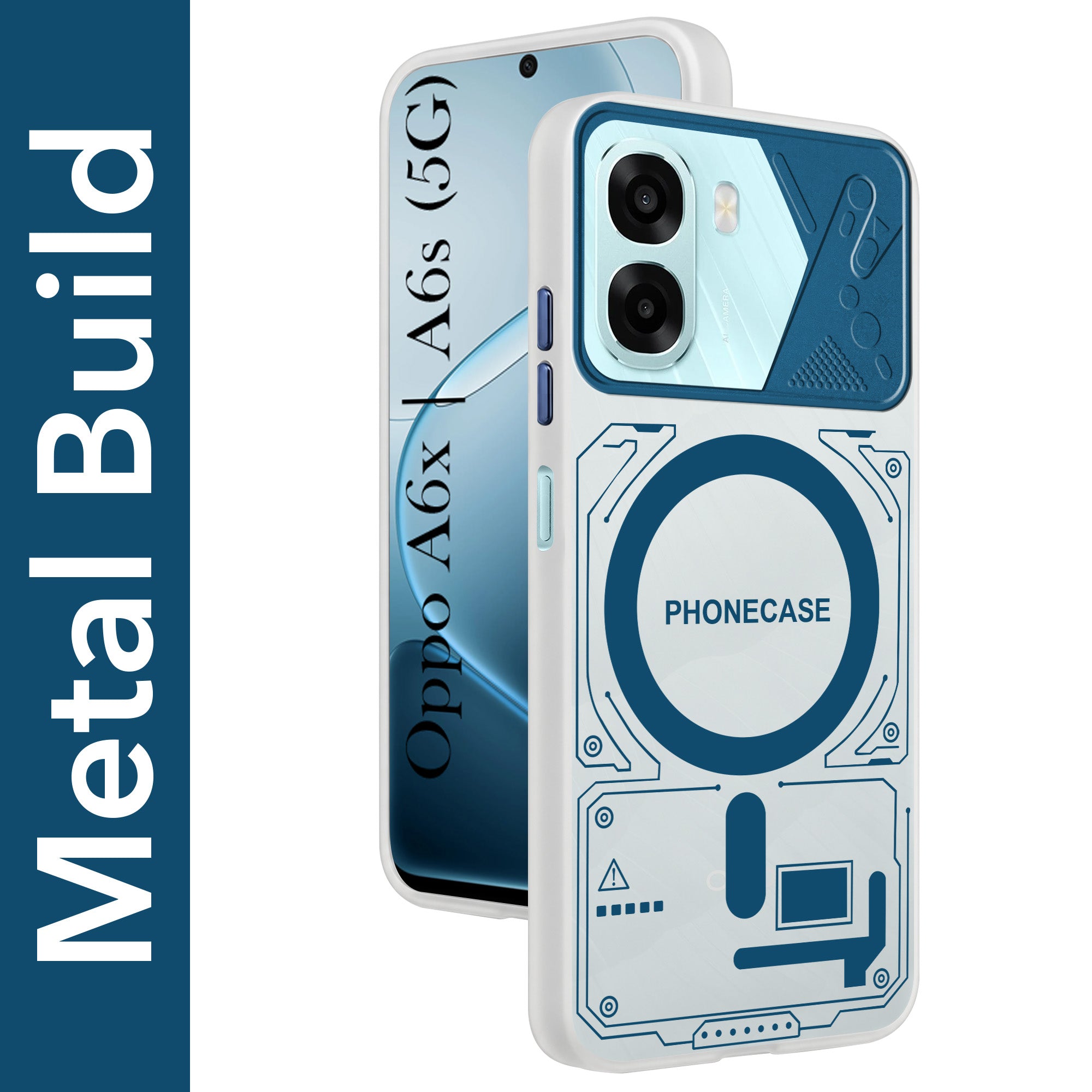 For Oppo A6X | Oppo A6S Metallic Back Cover Case (Metallic Camera Protection & Buttons | Translucent Milky Shade | Hard Polycarbonate)