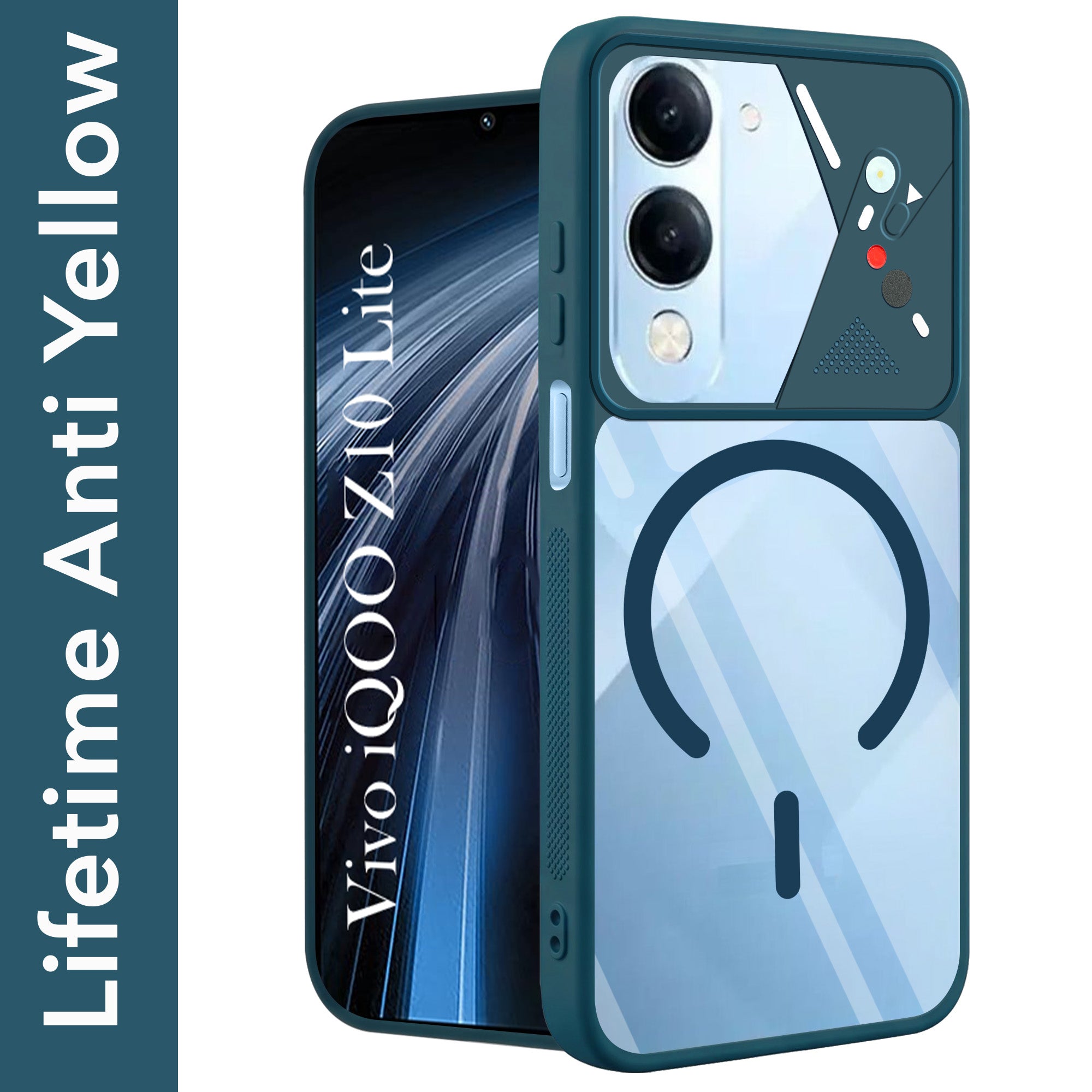 For Vivo iQOO Z10 Lite Back Cover Case Lifetime Anti-Yellow Clear (Camera Protection | Side Grip | Wireless MagSafe Compatible)